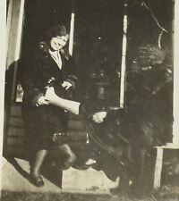Affectionate Women Leg in Air Fur Coats Sexy Angle Lady Vintage Snapshot PHOTO picture