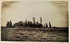 RPPC LOWER NEW YORK SKYLINE FROM GOVERNORS ISLAND VINTAGE REAL PHOTO POSTCARD picture