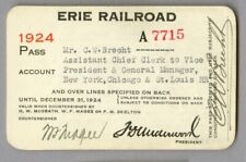 Annual pass - Erie Railroad 1924 #A7715 picture
