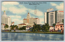 c1950s Ocean Front Hotels Indian Creek Miami Beach Florida Vintage Postcard picture