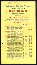 Crescent Machine Co. c1938 Motor Driven Machine Catalog Price List VGC Scarce picture