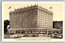 Postcard The Detroiter Hotel - Detroit Michigan w 1920s Cars EC Kropp picture