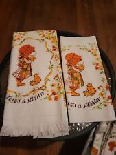 Vtg Holly Hobbie Kitchen Towel, Dish Cloth, New Set 2 Love's a Stirrin picture