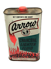 Vintage Arrow Charcoal Lighter Fluid Can Oil Can Quart Empty Dallas TX picture