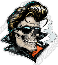 Rockabilly Skull Elvis Bike Biker Gothic Car Bumper Vinyl Sticker Decal 4