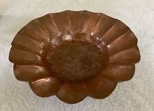 Antique hammered copper fluted Bowl 11-1/4