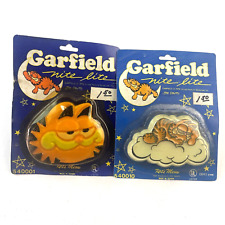 Lot 2 Vintage Garfield Nite Lite Night Light 70s 1978 Working Cartoon NEW SEALED picture