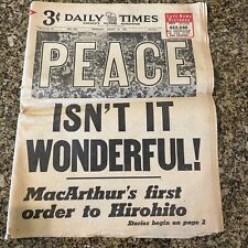 CHICAGO DAILY TIME AUGUST 15, 1945 PEACE  FULL NEWSPAPER GOOD CONDITION picture