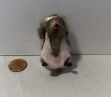 Vintage Realistic Furry Gray Mouse Figure Figurine 2