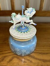 Avon Luminous Treasures Winter Candle with Blue Carousel Topper Vintagecore picture