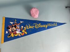 Vintage Walt Disney World Felt Pennant Blue & Yellow with 6 Characters picture