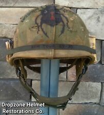 Vietnam M-1C Airborne Helmet Paratrooper Liner Mitchell Cover WIDOW MAKER.  picture