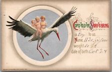 Vintage 1914 Winsch Birth Announcement Postcard 