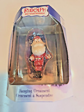 ENESCO RUDOLPH RED NOSED REINDEER SKINNY SANTA HANGING ORNAMENT NEW IN BOX picture