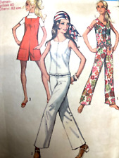 Vintage 1960s Jumpsuit Pattern LONG SHORTS Sleeveless Simplicity 8198 Sz UK40 picture