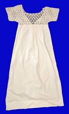 Antique Edwardian Era Cotton Nightgown Handmade Crocheted Bodice & Sleeves picture