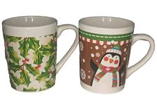 Royal Norfolk Penguin and Mistletoe Mugs Set Of 2 - Holiday Mugs  Lot Of 2 picture