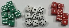 Lot of 24 Pc - Standard Game Dice -  Six Sided - Multicolors - Green Red White picture
