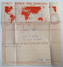 (AOP) GB Cable & Wireless 1939 illustrated red MAP telegram used 1944 picture
