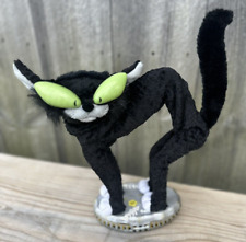 Gemmy Vintage Animated Fraidy Cat Halloween Black Alley Cat Sings Eyes Light-Up picture