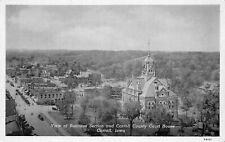 View of Business Section Carroll County Court House Iowa Blue Tone Postcard picture
