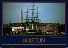 USS Constitution Bunker Hill Monument Naval Ship Postcard Chrome Unposted A1392 picture