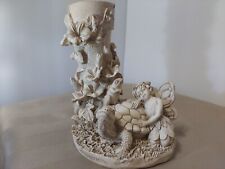 VINTAGE HEN-FEATHERS ACCENTS CANDLE HOLDER FAIRY, FROG & TURTLE IN GARDEN 5