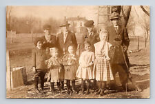 RPPC Family Portrait at Farm Home First Names Listed Unknown Real Photo Postcard picture