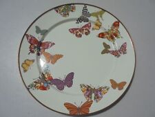 Mackenzie Childs Enamel on Metal Butterfly Garden White Charger Plate 12