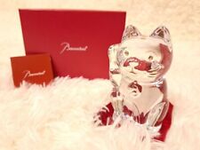 Baccarat Maneki Neko Lucky Beckoning Fortune Cat Red Octagon Crystal Japan W/Box picture