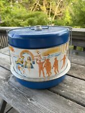 Vintage Metal Cake Carrier Food Saver Trench Art Painted Summer Theme Unique picture