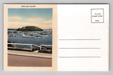 Postcard Linen MA Yachts Boats Sailing Recreation Scenic View Cape Cod Mass picture