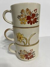 3 Vintage Ser Of Casualstone Korea Floral 16 oz Soup Chili Bowls Mugs picture