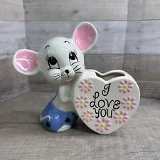 Vintage Mouse & Heart Planter Or Vase 