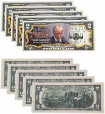 100 Pack Trump 2 Dollar Bill Two Bills Funny Trump Never Surrender  $2 picture