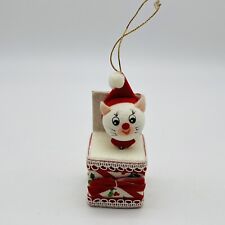 Vintage Handmade Rare Christmas Tree Ornament Mouse in A Box Holiday Decoration picture