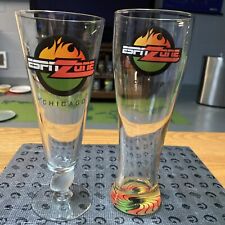 2-ESPN Zone Chicago Pilsner Beer Glass 9 1/8” Tall &  8 7/8” Tall picture