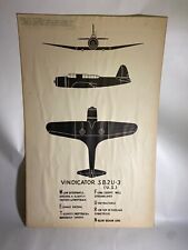 Vintage WWII Vought SB2U Vindicator Recognition Poster with Training Notes Rare picture