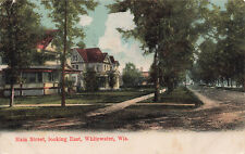 VINTAGE WHITEWATER WI WISCONSIN MAIN STREET LOOKING EAST POSTCARD 1907 90822 R picture