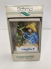 Vintage 1980s Schmid Paddington Bear Ceramic XMAS Ornament 3 1/5” In Box (G9) picture
