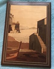 VTG Inlaid Wood Marquetry Picture Botteguccia Sorrento Italy Amalfi Coast 15x11” picture