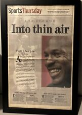 Vintage 90’s Michael Jordan Retires Newspaper Authentic Framed Chicago Tribune picture
