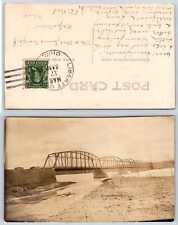 Liberty Center Ohio DAMASCUS BRIDGE OVER THE MAUMEE RIVER RPPC Postcard N205 picture