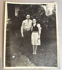 WWII 1940s Photo Handsome Army SOLDIER & WIFE or GIRLFRIEND Cute Vintage 8