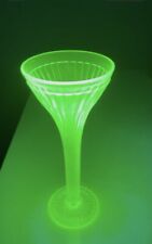 Rare Vintage Green Uranium Glass Trumpet Shaped Vase Almost 12