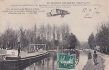 CPA 51 1ST AIRPLANE TRIP 1908 FARMAN in flight from Camp de CHALONS to REIMS1910 picture