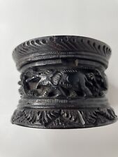 Ornate Wood Hand Carved Trinket Box With Lid India Made Vintage Travel Souvenir picture