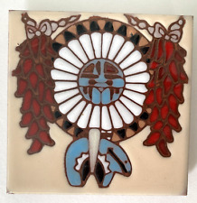 Vintage 1995 Earthtones Bear Fetish 4”x 4” Southwestern Ceramic Tile Coaster picture