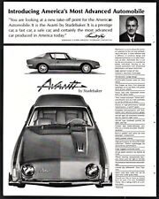 1962 STUDEBAKER AVANTI Classic Sixties Car AD w.Sherwood Egbert President Photo picture