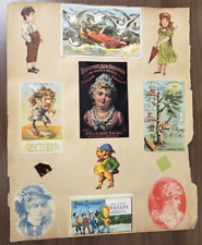 ~Victorian Scrapbook Page w/ advertising Trade Cards, Calling Cards~ Original~ picture